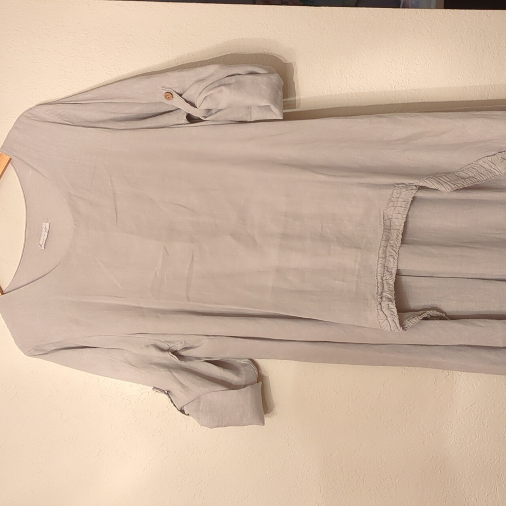 Made in Italy lagenlook linen maxi dress grey
